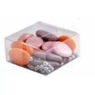 10 boîtes à dragées transparent rectangulaire deco brun et orange