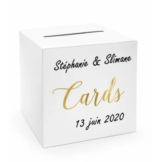 Urne personnalisée blanche cards or