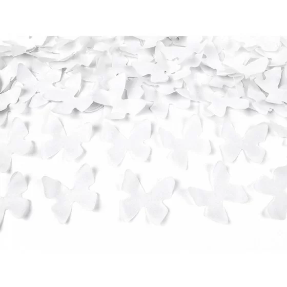 Canon à confettis papillon blanc 40 cm contenant