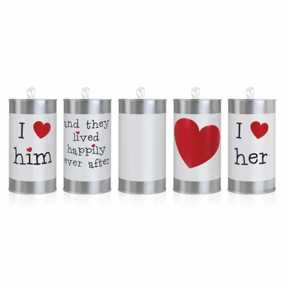 5 boîtes de conserves "I love"