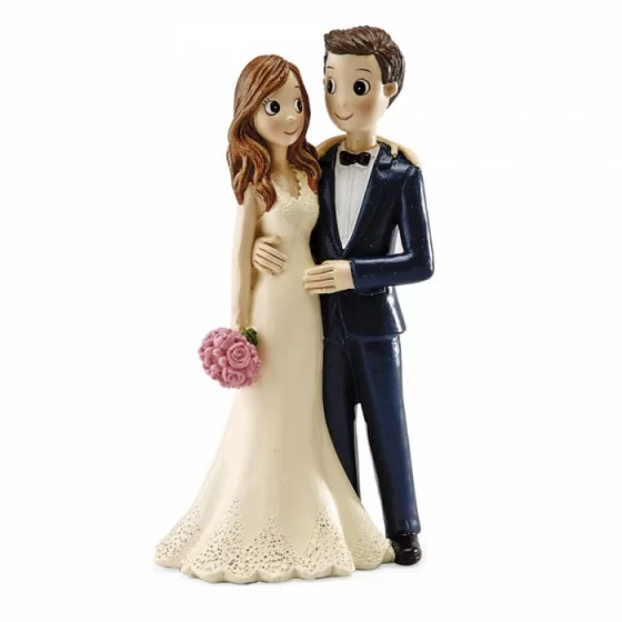 Figurine couples mariés costume bleu