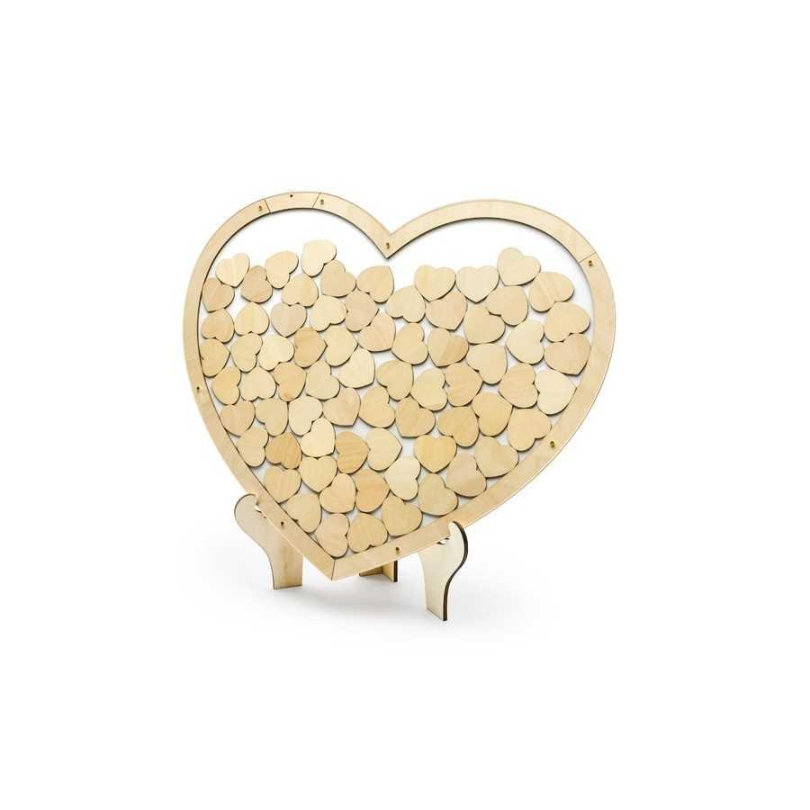 Livre d'or en bois en forme de coeur