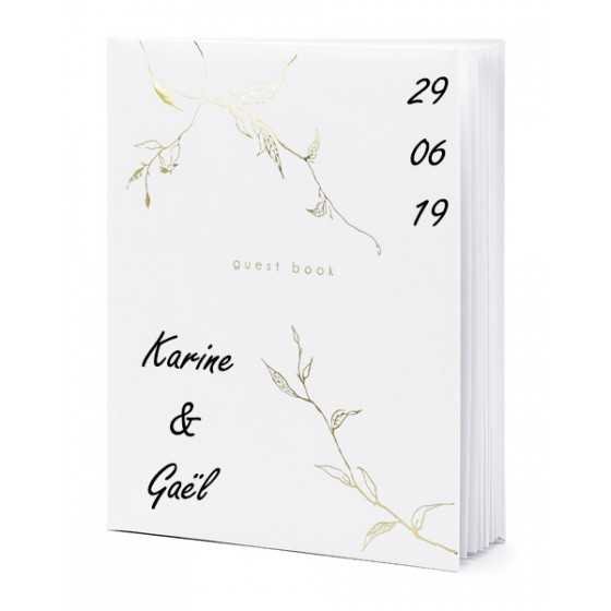 Livre d'or personnalisation Guest Book or feuillage