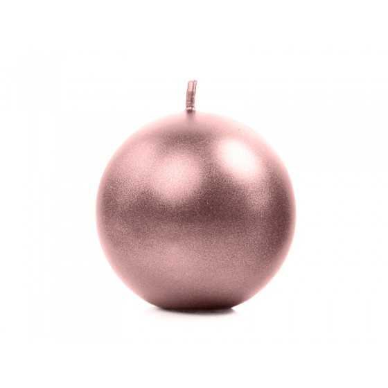 Bougie sphère rose gold métallique 8 cm