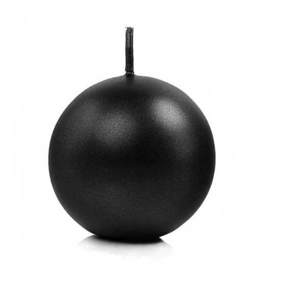 Bougie sphère noir métallique 6 cm