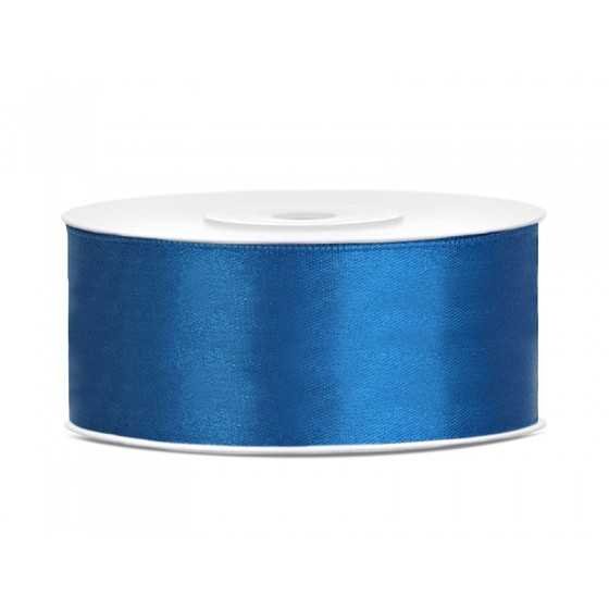 25 m ruban satin bleu 2,5 cm