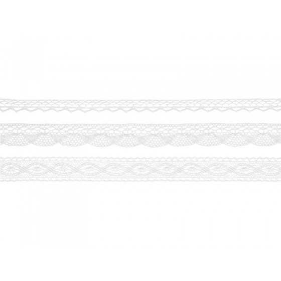 3 x 1,5 m ruban dentelle blanche 1 cm et 2 cm