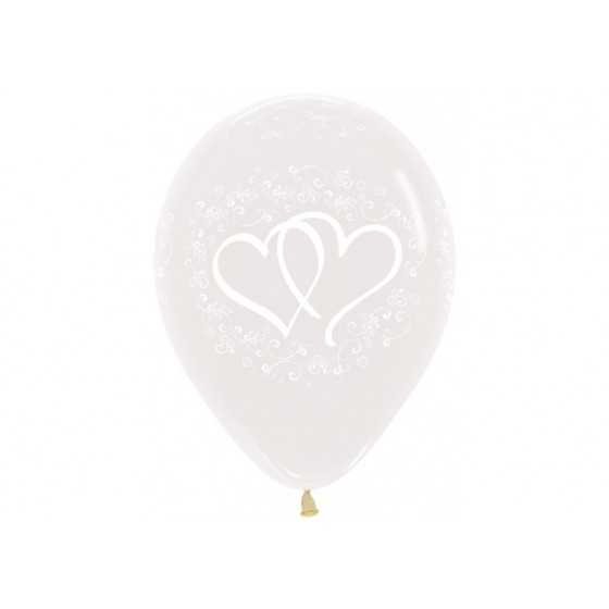 Ballon transparent 30 cm double coeur