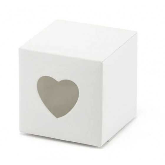 10 boîtes à dragées avec un coeur transparent