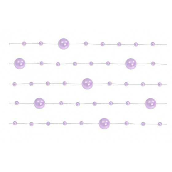 5 guirlandes de 1 m violet clair de perles