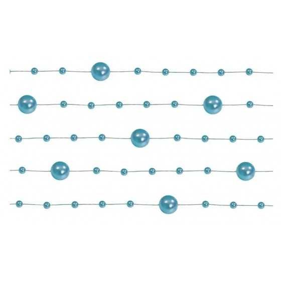 5 guirlandes de 1 m bleu acier de perles