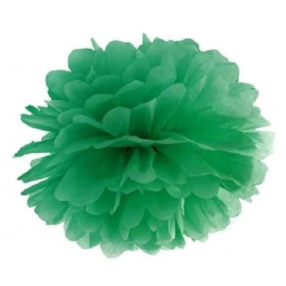 Pompon en papier de soie vert 35 cm