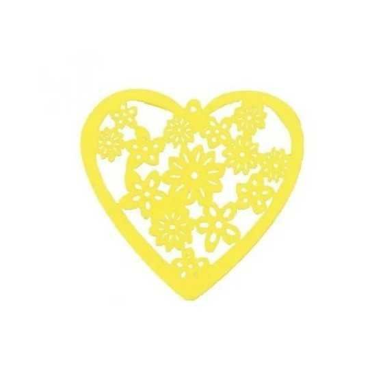 10 coeur en bois jaune découpé au laser