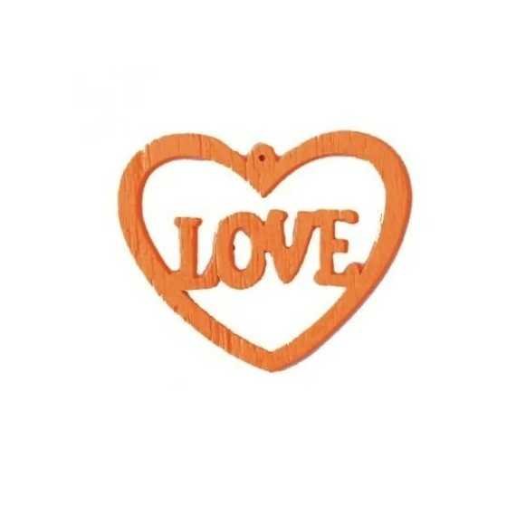10 coeurs love en bois orange