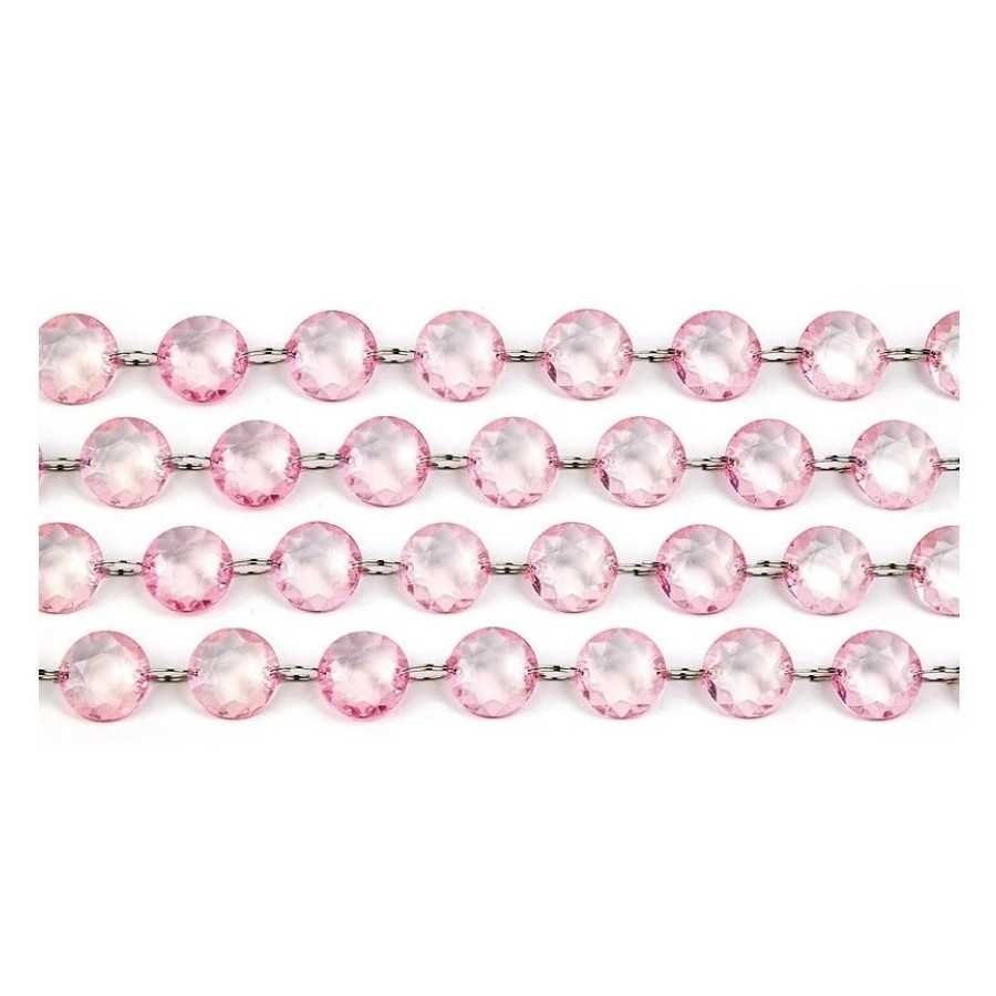 1 m de guirlande de perles de cristal rose clair