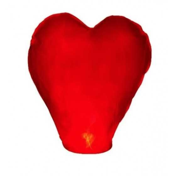 Lanterne volante en forme de coeur rouge