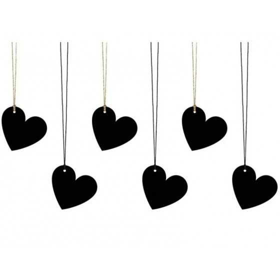 6 coeurs en papier noir