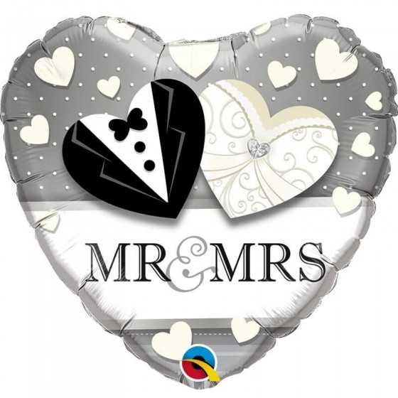 Coeur métallique Mr & Mrs